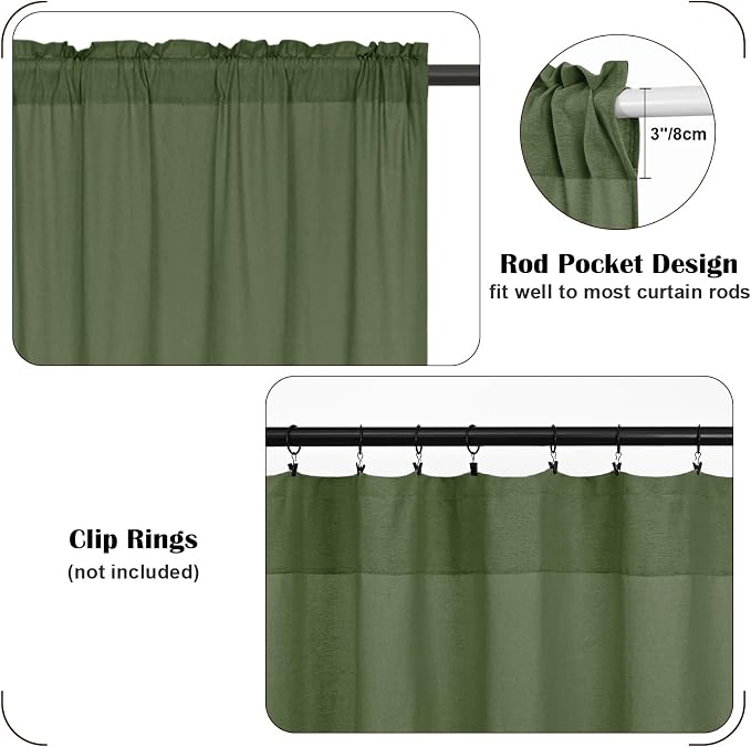 FRAMICS Farmhouse Cotton Linen Curtains - Image 5
