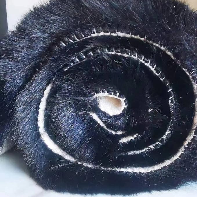 Ghouse Faux Rabbit Fur Round Rug 6ft Black Round Rugs - Image 7