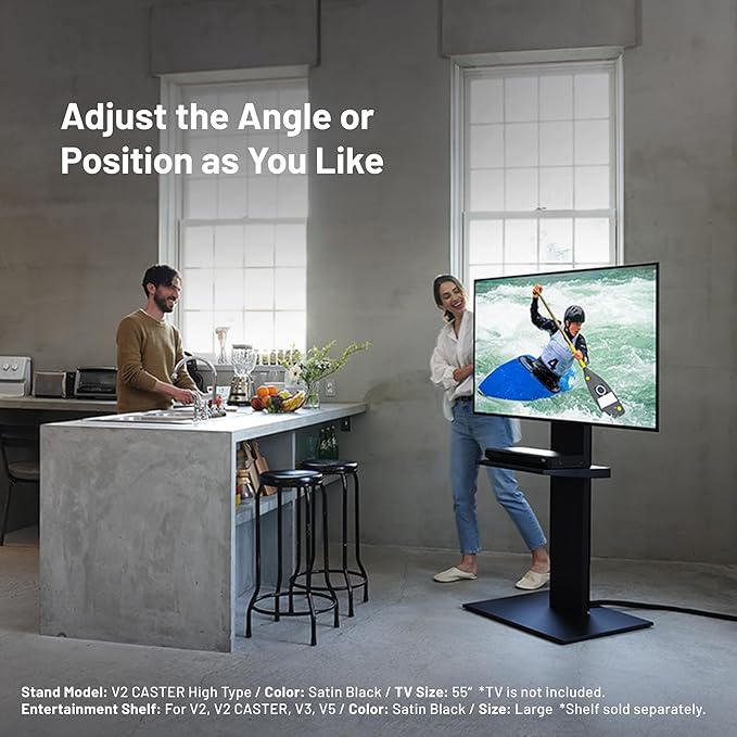 WALL V2 Caster High Type | Minimalist Rolling TV Stand for 32–60 Inch | Walnut | Portable, Space Saving, Height Adjustable, No Drill | for Living Room and Bedroom | Japanese Design & Engineering