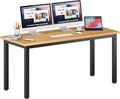 DlandHome 63 inches X-Large Computer Desk, Composite Wood Board, Decent and Steady Home Office Desk/Workstation/Table, BS1-160TB Teak and Black Legs, 1 Pack
