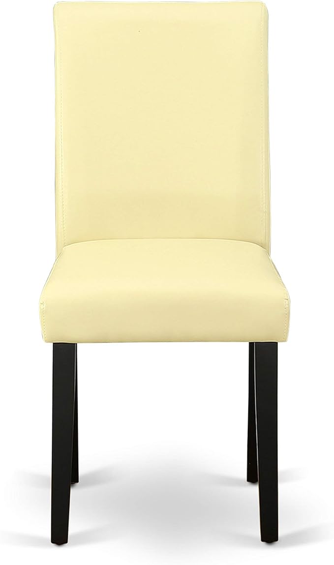 East West Furniture DUAB7-BLK-73 7 Piece Kitchen Table & Chairs Set Consist of a Rectangle Dining Room Table and 6 Eggnog Faux Leather Upholstered Chairs, 36x60 Inch, Black
