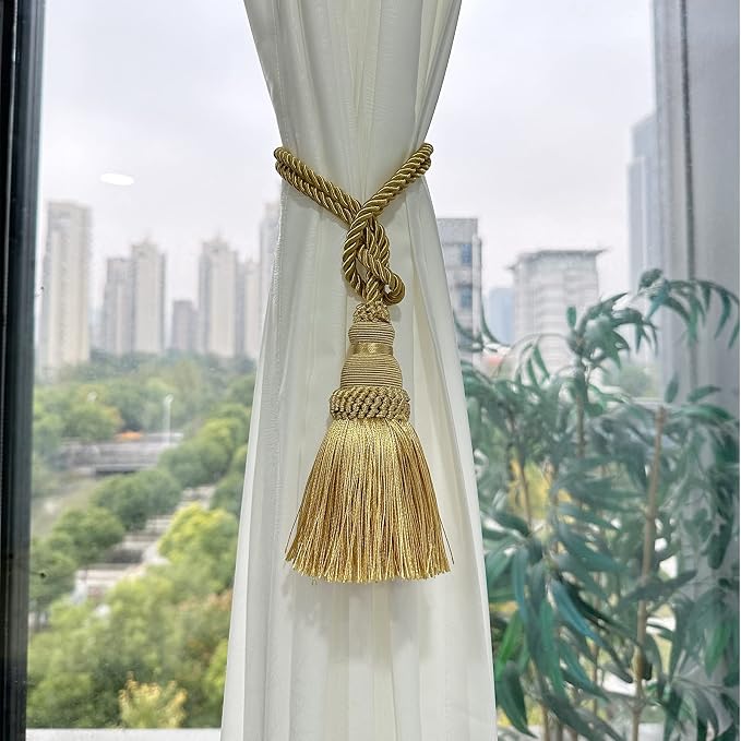 Fenghuangwu 4 Pack Curtain Tie Backs Rope Tassels - Image 3
