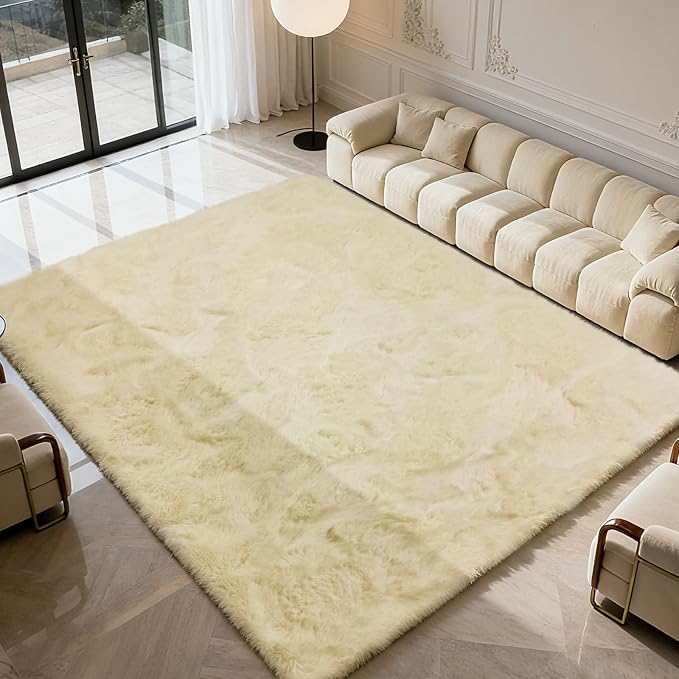 Shag Area Rug for Bedroom 4x6, Ivory Fluffy Area Rugs for Living Room, Soft - Image 6