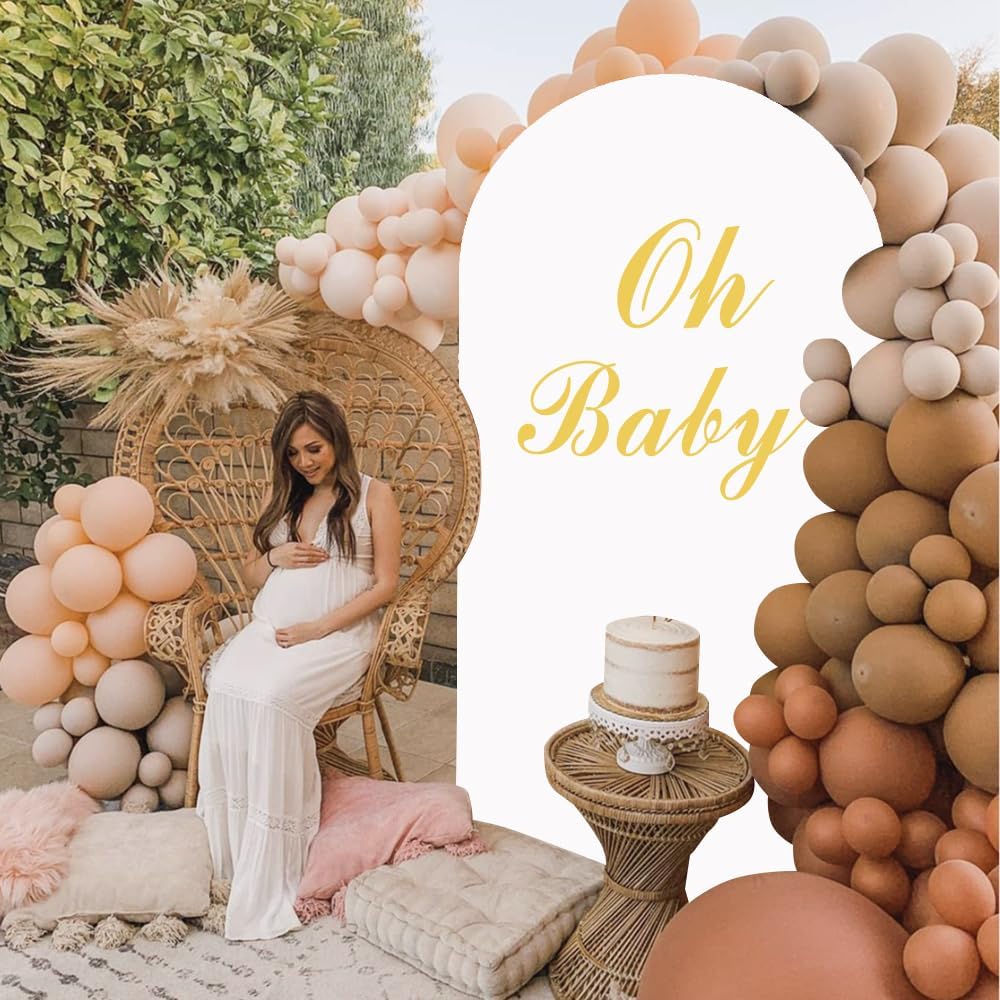 White Arch Cover - 6ft Backdrop Fabric Spandex for Wedding Arch Stand Frame - Round Top Chiara Cover for Birthday, Bridal Shower, Prom, Balloon Party Ceremony