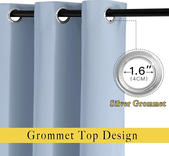 NICETOWN Vintage Blue Blackout Curtains 102 inches Long, Grommet Thermal - Image 2