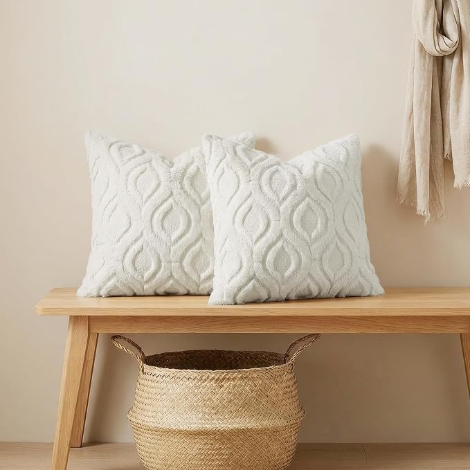 decorUhome Throw Pillow Covers 26x26 Inch Set of 2, Soft Plush Decorative Faux - Image 4