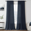 Extra Long Vintage Blue Linen Curtains 120 Inch by Nanspring
