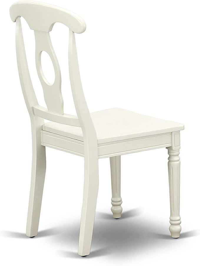 East West Furniture DOKE5-LWH-W 5 Piece Kitchen Table Set for 4 Includes a Rectangle Dining Room Table with Butterfly Leaf and 4 Solid Wood Seat Chairs, 42x78 Inch, Linen White