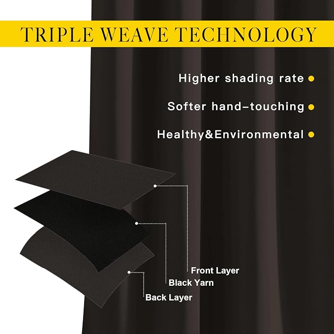 NICETOWN Blackout Toffee Brown Curtains & Drapes 90 inches Long - Image 3