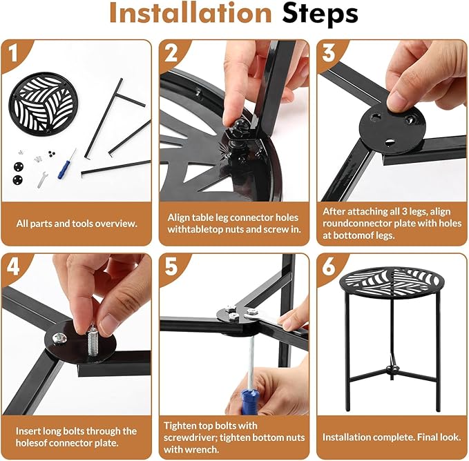 2 Packs 13" Metal Outdoor Side Tables Small Black Outside End Table for Patio Round Accent Garden Corner Stand for Small Spaces Weather-resistant Coffee Table for Balcony Porch Plant Stand