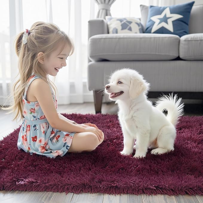 Area Rugs 9x12 Living Room, Shaggy Carpet Soft Plush Furry Bedside Rug Large - Image 7