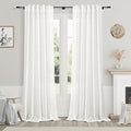 Ivory Linen Curtains 108 Inches Long 2 Panels Set Back Tab Rod Pocket Semi by Nanspring