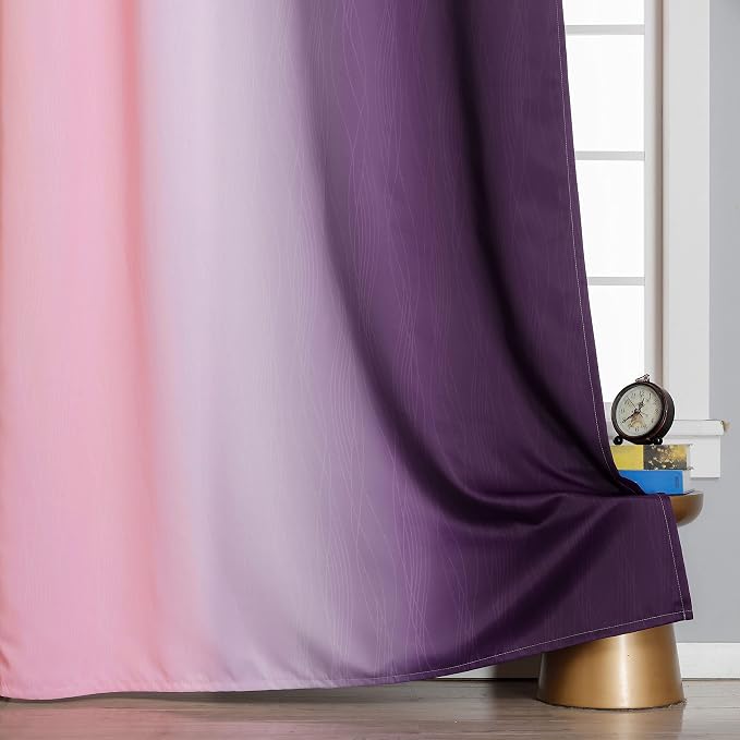Ombre Pink and Purple Blackout Curtains 84 Inches Long, Full Room Darkening - Image 6
