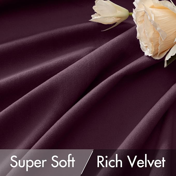 MIULEE Dark Purple Velvet Curtains 90 inches - Image 4