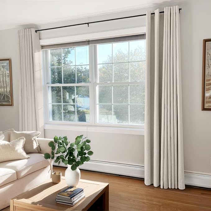 100% Blackout Linen Curtains 50" W x 84" L 2 Panels Set, Thermal Insulated Full - Image 7