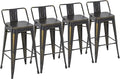 Yongchuang 24" Industrial Metal Barstools Set of 4 Counter Height Bar Stools with Back (24" Seat Height Wood Top Low Back, Distressed Gold)