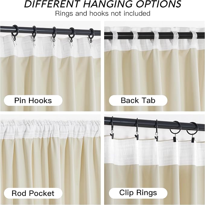 RYB HOME Beige Velvet Curtains 96 inches - Image 4