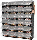 ROJASOP Shoe Storage Cabinet, 12-Tier Shoe Organizer 96 Pairs Extra Large Plastic Shoe Rack with Covers Portable Shoe Rack Organizer with Doors Big Shoe Rack for Closet Entryway Bedroom