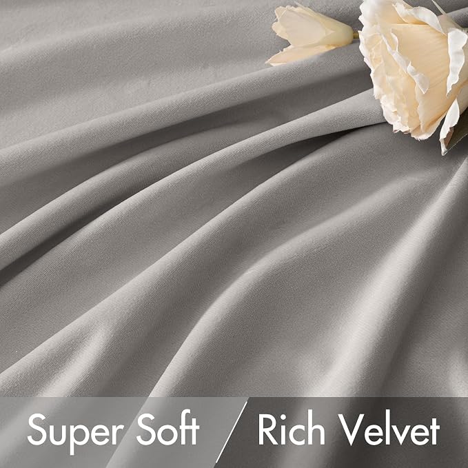 MIULEE Silver Gray Velvet Curtains 96 inches - Image 4