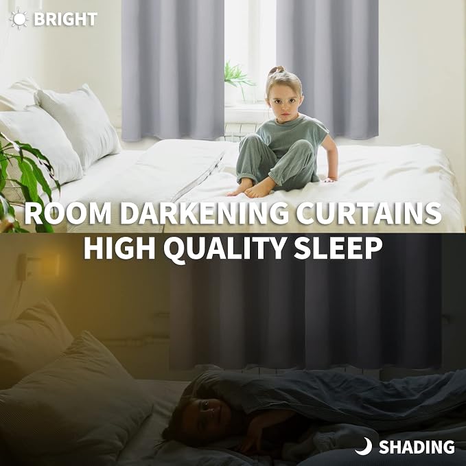 BGment Light Grey Short Blackout Curtains - Image 3