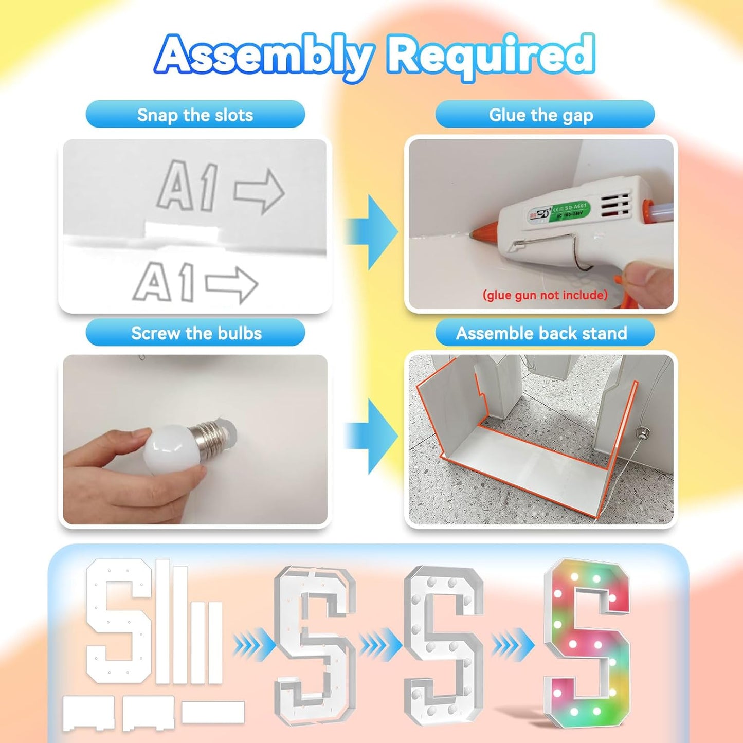 Ledido 4FT Marquee Light Up Letters, 34 Colors Changing Marquee Letter 4 Feet Tall with Remote, Big Letters for Party Wedding Graduation Birthday Decorations, Large Light Up Letter G