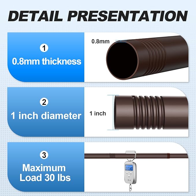 CorkLatta Bronze Shower Curtain Rod 31 to 104 Inch, 1 Inch Diameter Adjustable - Image 3