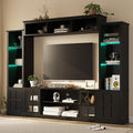 Wall Unit TV Stand with Storage & LED Lights, Large Entertainment Center with Bookshelves for TVs up to 75", Media Console for Living Room, Black
