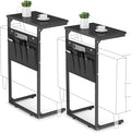 Vagusicc C Shaped End Table Set of 2, Tall Side Table for Sofa, Small Couch Side With Storage Bag, TV Tray for Small Spaces, Sturdy Slide Under Sofa With Metal Frame for Living Room