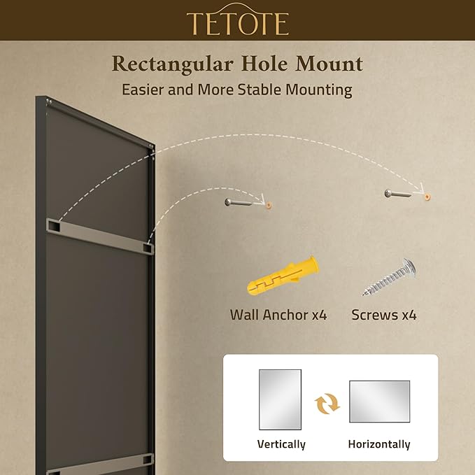 TETOTE Black Mirror for Bathroom Sink 24" x 32" Matte Black Beveled Metal Frame Bathroom Vanity Rectangle Mirror for Wall, Modern Farmhouse, Tempered Glass, Shatterproof, Stronger Frame