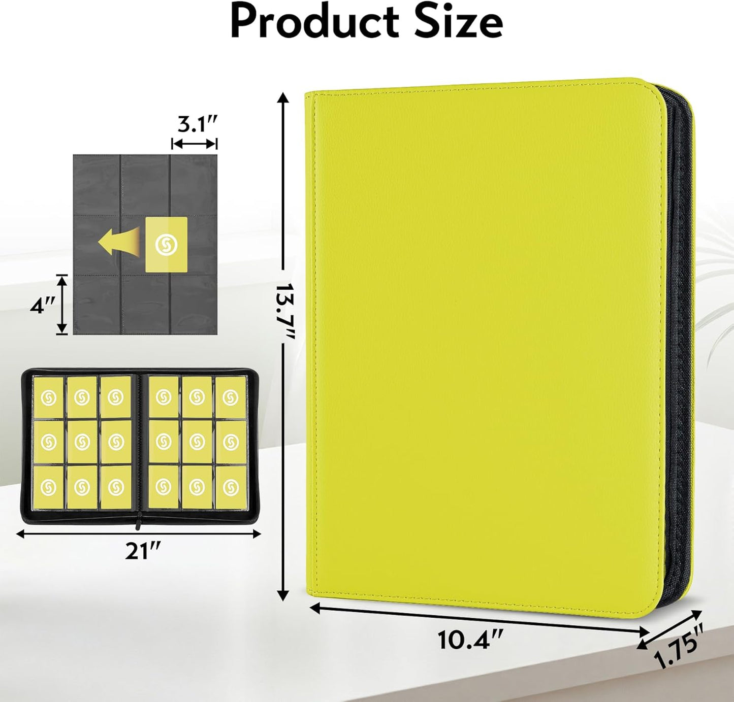 Card Binder 9 Pocket for 360 Cards - Premium Trading Card Binder with Sleeves Protection, Side Loading Card Collection Binder for TCG, MTG, YGO, One Piece Collectible Cards (Yellow)