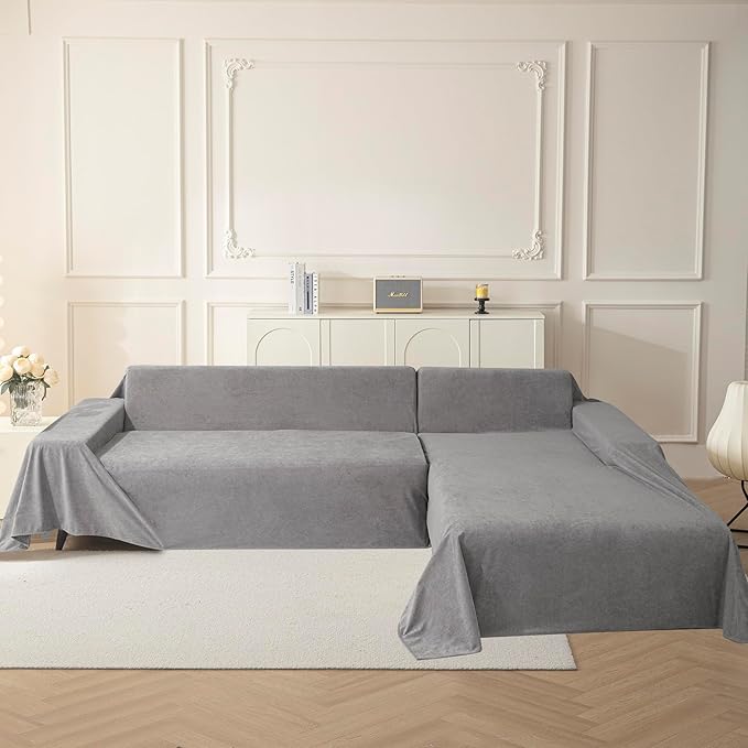 MYSKY HOME Armchair Couch Cover, Sofa Covers Washable, Couch Cover for Dogs, Sofa Slipcovers for 1 Cushion, Furniture Protector Cover, Soft Thick Sofa Throws, 71" x 91", Grey