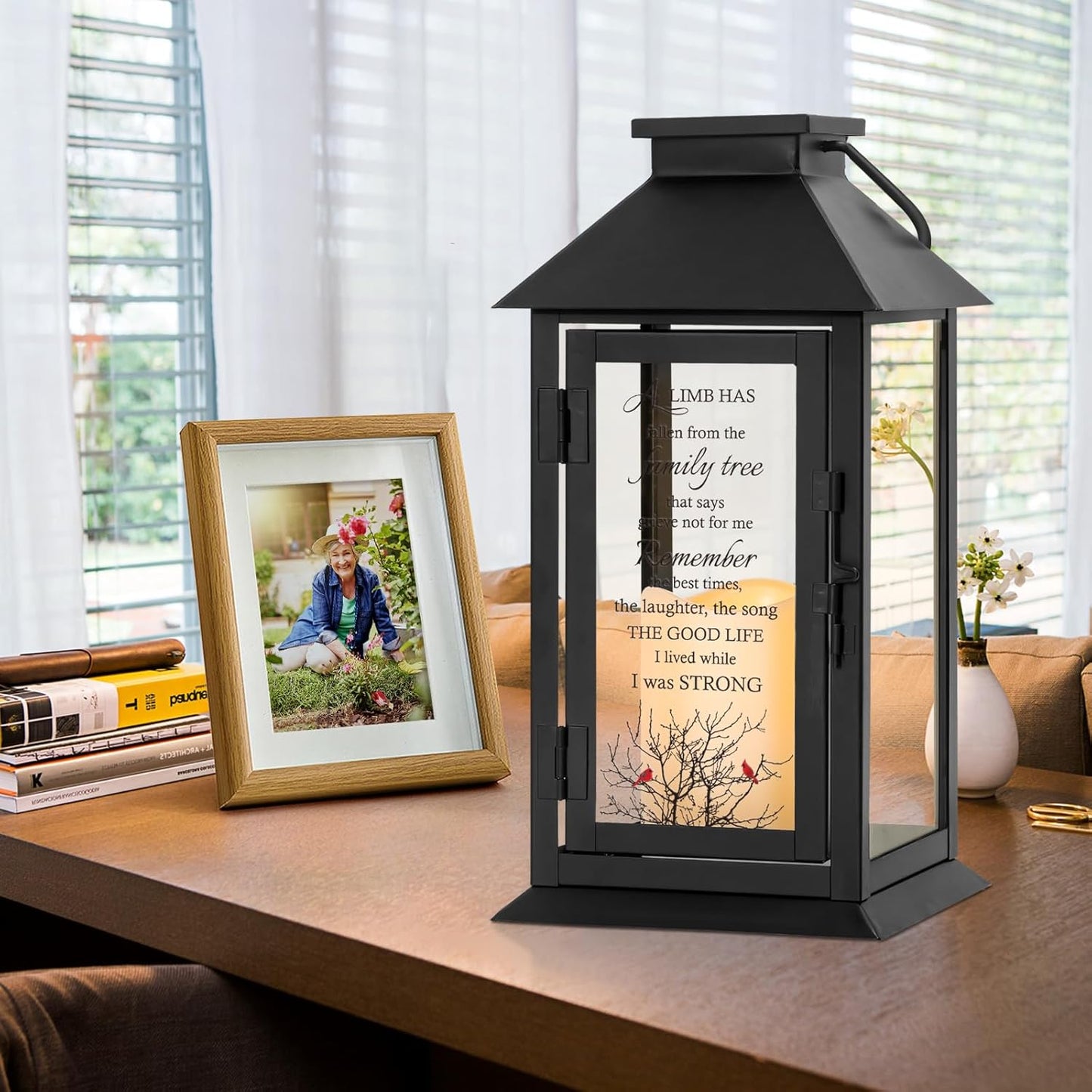 Memorial Lantern Bereavement Gifts in Memory of Loved One Remembrance Sympathy Gifts for Loss of Mother or Father with LED Candle and Remote