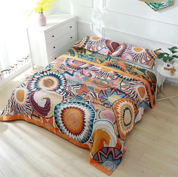 MSGKV Boho Throw Blanket for Bed Couch, 100% Cotton Throw Blankets 80''x90'' - Image 8
