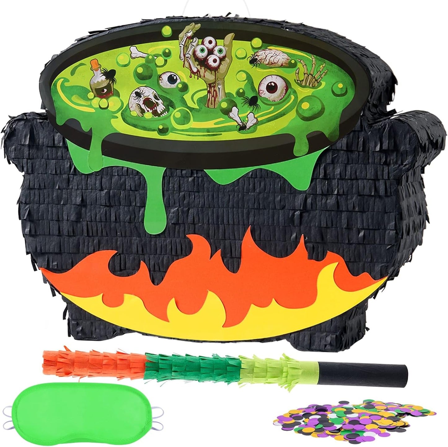 WERNNSAI Halloween Witch Pinata - Halloween Witch Pot Pinata Hallo-ween Birthday Party Decorations Baby Hallows Eve Costumes Party Games for Kids Wizarding World Decor Supply Bubbling Cauldron Design