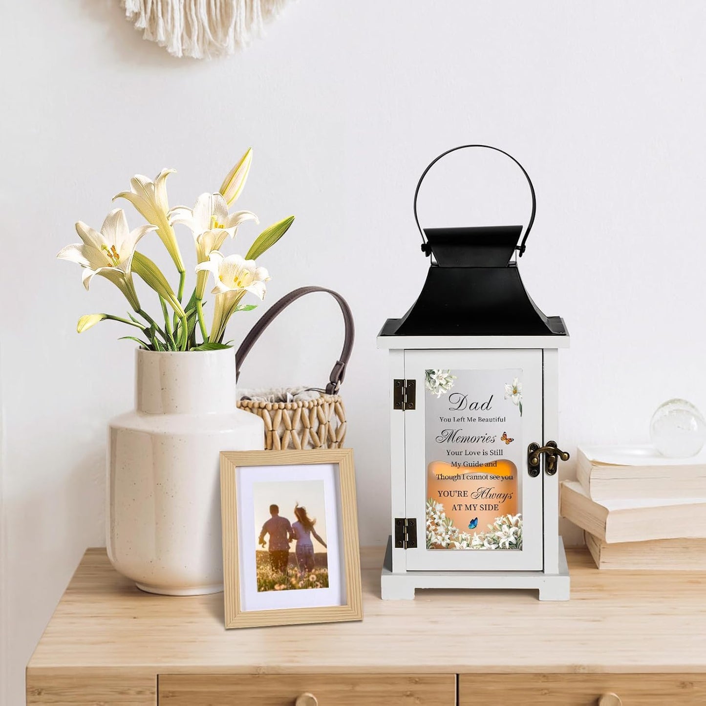Memorial Lantern Bereavement Gifts in Memory of Loved One Memorial Gifts for Loss of Father Remembrance Sympathy Gifts for Loss of Dad with LED Candle