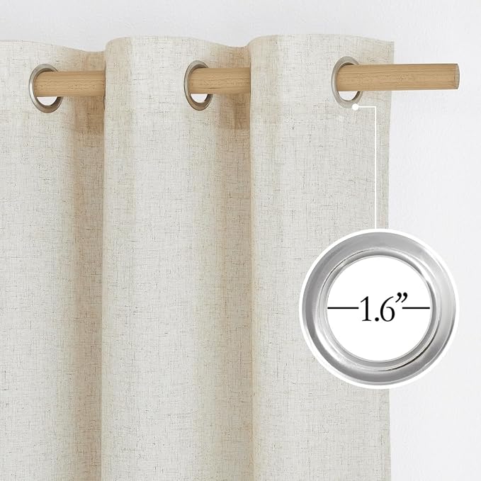 NICETOWN Natural Linen Kitchen Window Curtains Over Sink, Grommet Thick Linen - Image 2