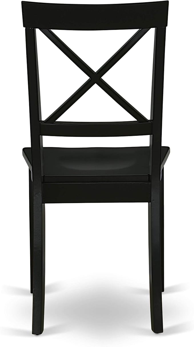 East West Furniture LGBO7-BLK-W 7 Piece Dining Set Consist of a Rectangle Dining Room Table with Butterfly Leaf and 6 Wood Seat Chairs, 42x84 Inch, Black