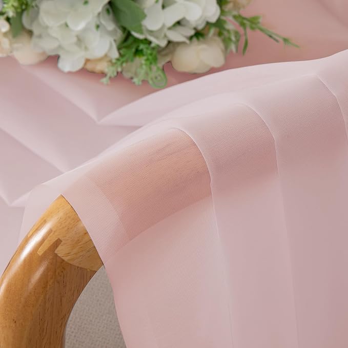 OWENIE Sheer Curtains 54 Inch Length 2 Panels Set, Blush Sheer Curtain - Image 5