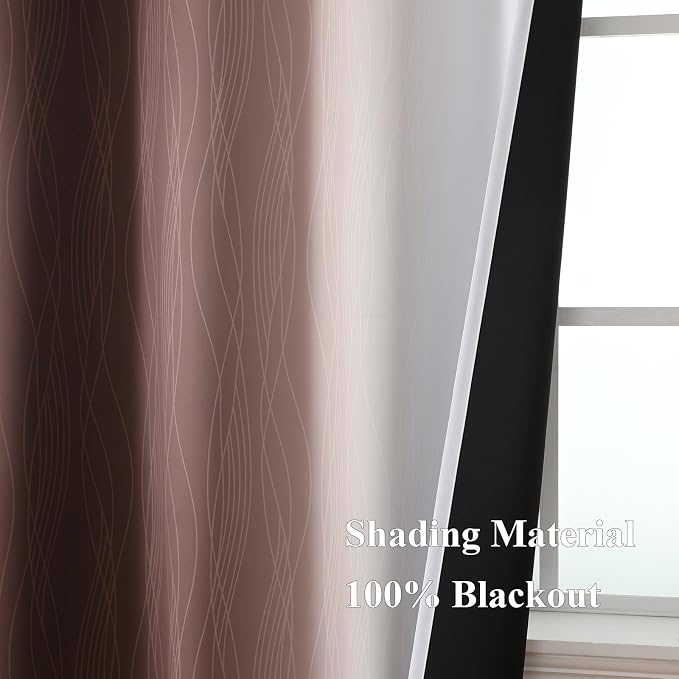 Estelar Textiler Brown and Greyish White Ombre Blackout Curtains 54 Inch Length - Image 5