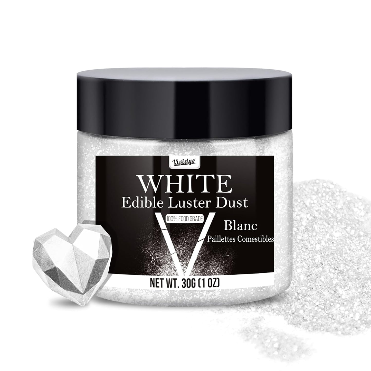 Edible Glitter - 30g / 1oz Luster Dust Edible Glimmer Powder for Sparkling Drinks, Foods, Wine, Cake - Food Grade Shimmer Dust Powder for Baking, Beverage, Cookies Decoration