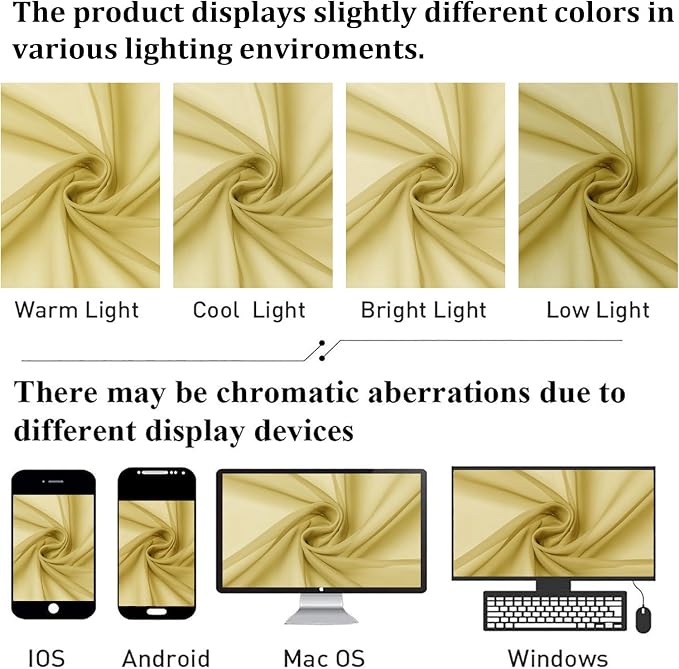 Lecloud Yellow Sheer Curtains 84 Inches Long 2 Panels, Light Filtering Voile - Image 7