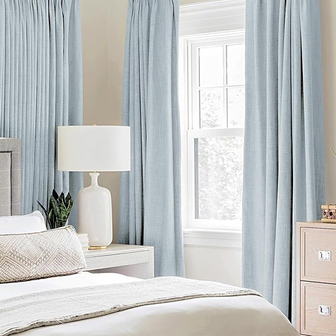 MIULEE Linen Textured Curtains for Bedroom Solid 100% Blackout Thermal - Image 2