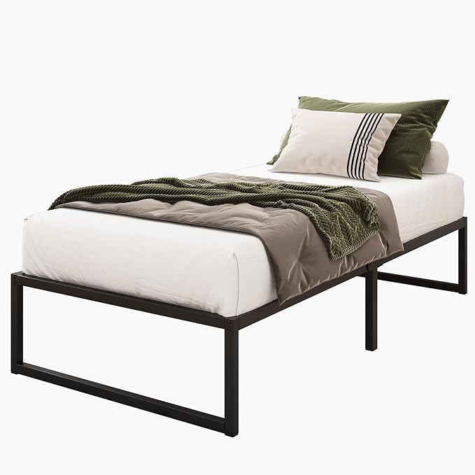 16 Inch Twin XL Bed Frames Heavy Duty Sturdy Metal Platform Bed Frame No Box Spring Needed, Noise Free, Easy Assembly, Black