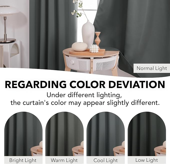 Deconovo Blackout Curtains, Thermal Insulated, W42 x L84 2 Panels, Back Tab - Image 6