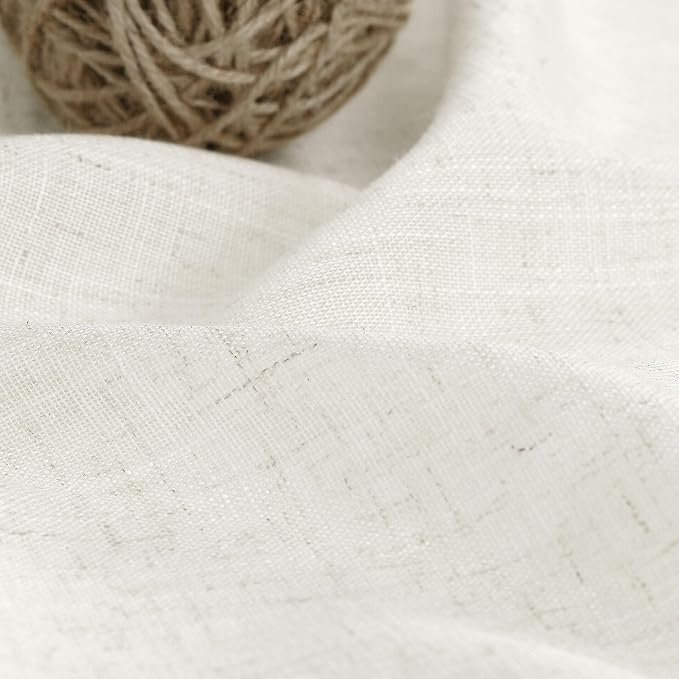 Cream Semi Sheer Curtains 96 Inches Long Back Tab Pocket Ivory Linen Living - Image 5