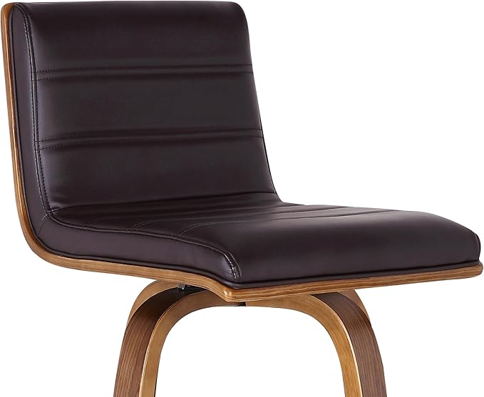 Armen Living Vienna 26" Swivel Counter Stool in Walnut Wood Finish with Brown Faux Leather - Set of 2