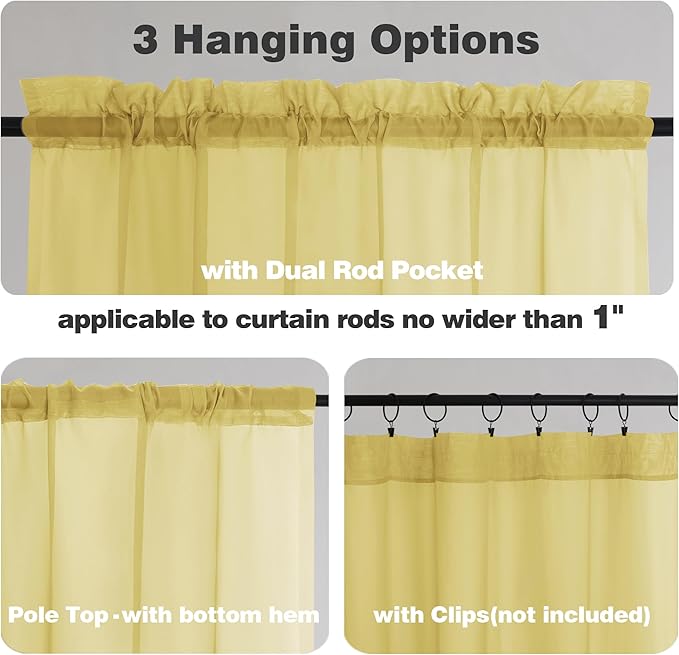 Chyhomenyc Mustard Yellow Sheer Valances - Image 2