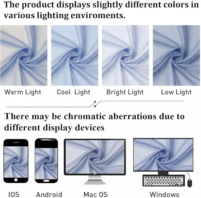 Lecloud Denim Blue Sheer Curtains 78 Inches Long 2 Panels, Airy Light Filtering - Image 7