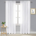 DWCN Sheer White Curtains 90 inches Long, Elegant Transparent Voile Sheer by DWCN