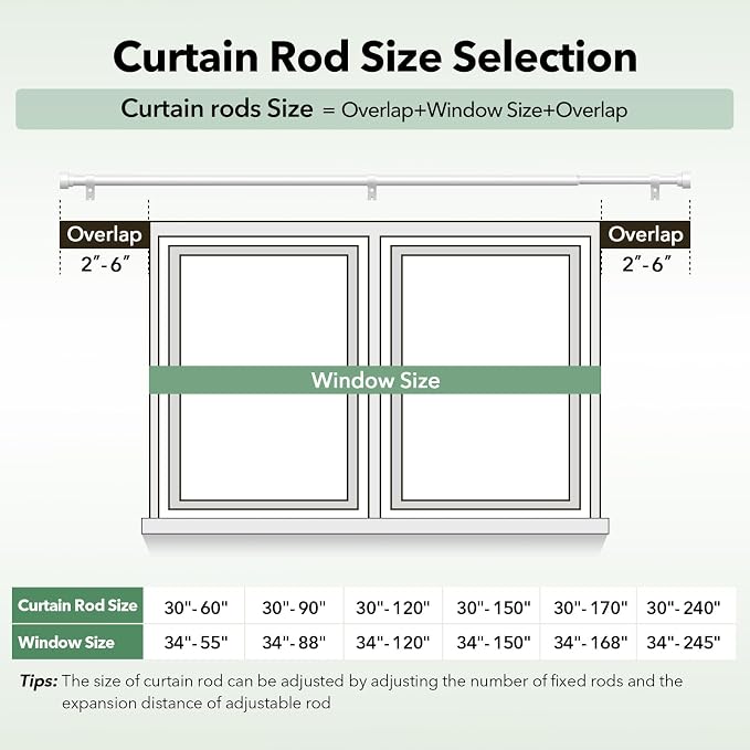 IFELS Heavy Duty Curtain Rods for Windows 66 to 120 Inch, 1 Inch Adjustable - Image 5